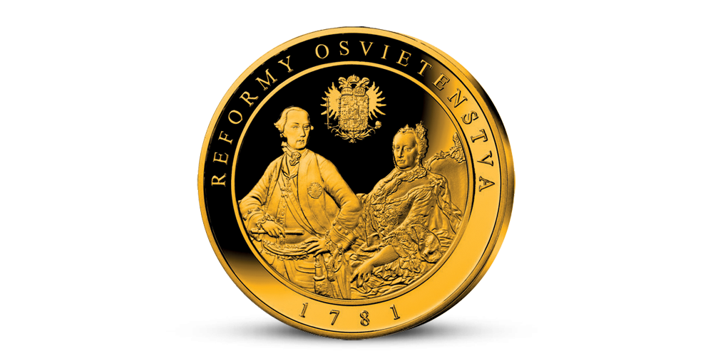 Reformy osvietenstva na pamätnej medaile zušľachtenej rýdzim zlatom 999/1000