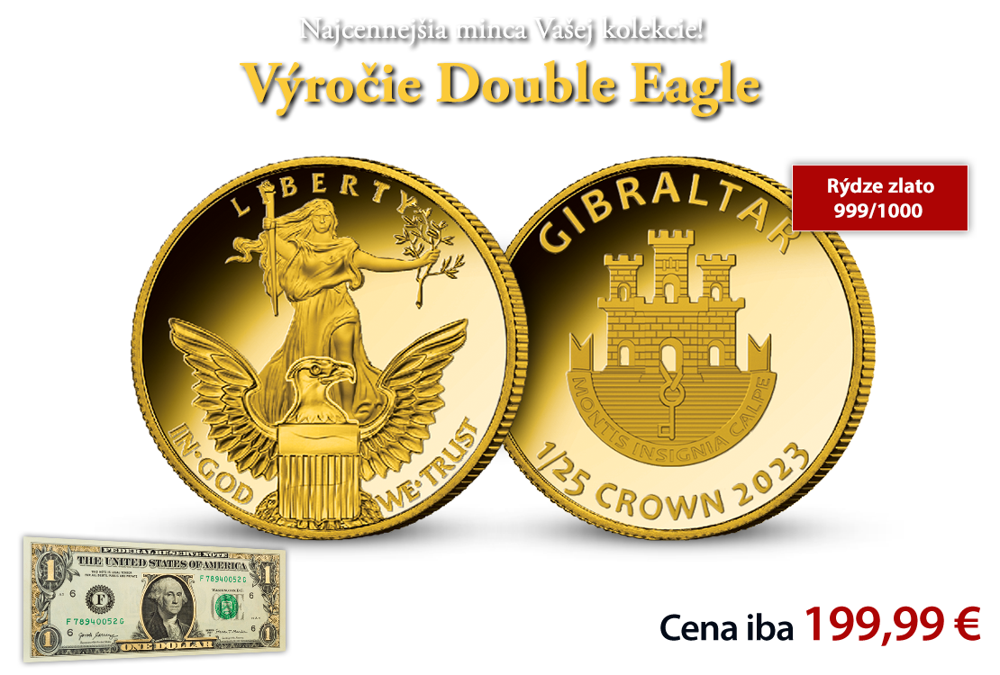 Zlatá Double Eagle minca s unikátnou bankovkou