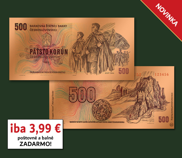 Jedinečná medená replika 500 Kčs bankovky iba za 3,99 €. Poštovné a balné platíme za Vás!